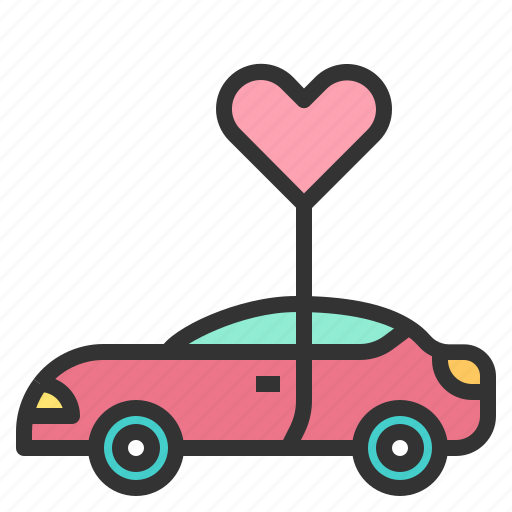 Heart, love, romance, valentines, sweet, wedding, car icon - Download on Iconfinder