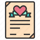 heart, marriage, certificate, love, contract, agreement, valentine
