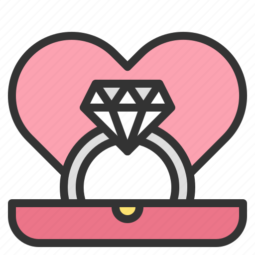 Heart, rings, wedding, marry, jewel, diamond, love icon - Download on Iconfinder