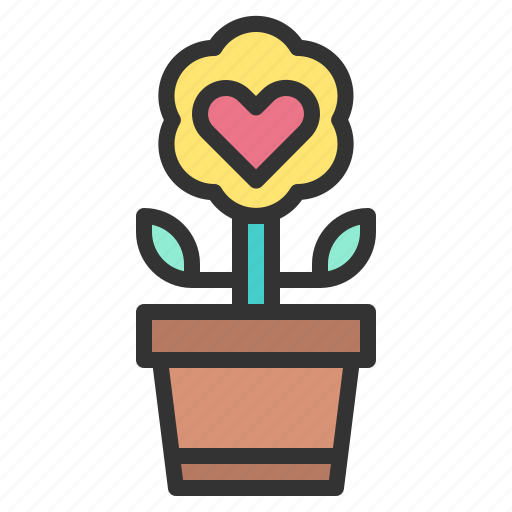 Heart, flower, plant, pot, love, growth, hearts icon - Download on Iconfinder