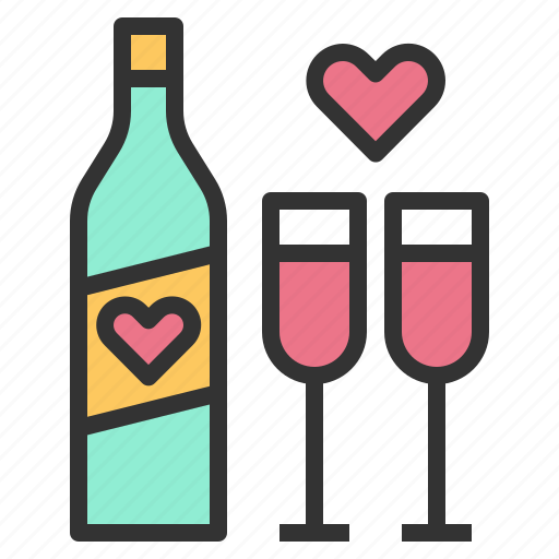 Champagne, drink, glass, alcohol, food, sweet, valentines icon - Download on Iconfinder