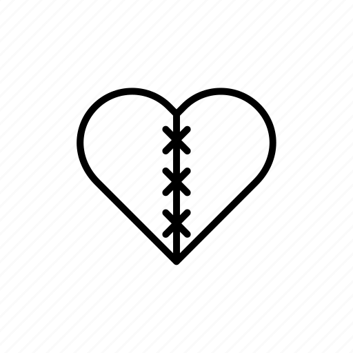 Broken, concept, conceptual, heart, love, sewn icon - Download on Iconfinder