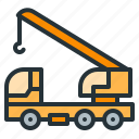 construction, crane, heavy, machinery, mounted, truck