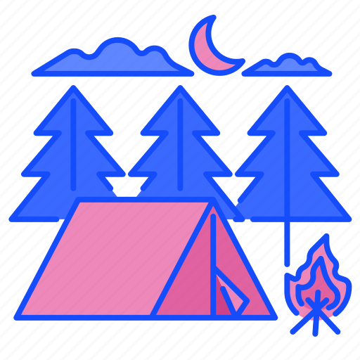 Camping, nature, forest, outdoor, landscape, tent, bonfire icon - Download on Iconfinder