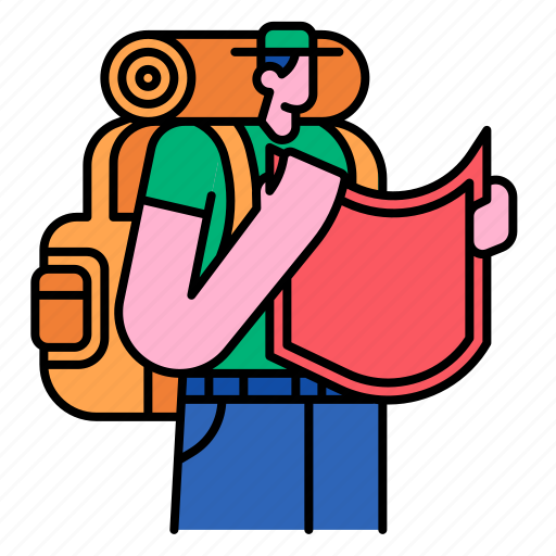 Tourist, hiking, travel, man, backpack, trekking, backpacker icon - Download on Iconfinder
