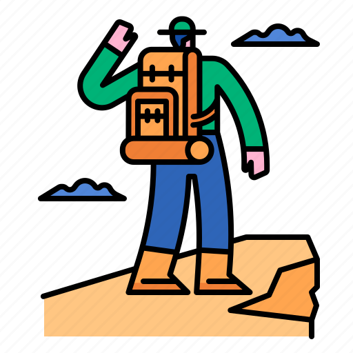 Viewpoint, landscape, backpacker, travel, view, mountain, hiking icon - Download on Iconfinder