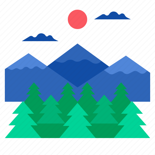 Mountain, pine, forest, tree, landscape, silhouette, adventure icon - Download on Iconfinder