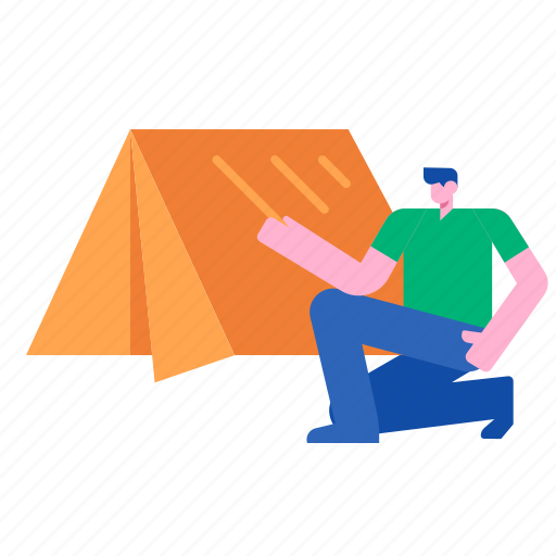 Tent, outdoor, man, activity, camp, vacation, camping icon - Download on Iconfinder