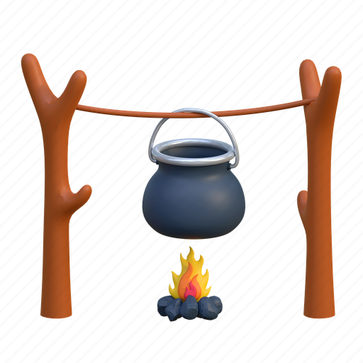 Campfire, cooking, outdoor, hiking, illustration, holiday, camp 3D illustration - Download on Iconfinder