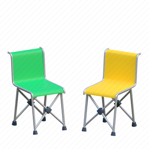 Chair, outdoor, hiking, illustration, holiday, camp, vacation 3D illustration - Download on Iconfinder