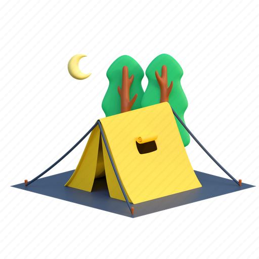 Camping, in, tent, outdoor, hiking, illustration 3D illustration - Download on Iconfinder