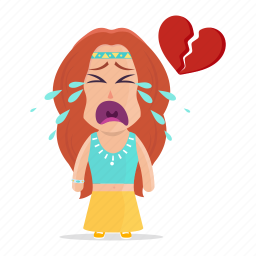 Avatar, broken, crying, emoji, emoticon, hippie, woman icon - Download on Iconfinder