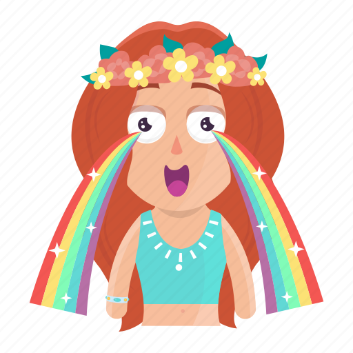 Avatar, crying, emoji, emoticon, hippie, rainbow, woman icon - Download on Iconfinder