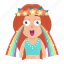avatar, crying, emoji, emoticon, hippie, rainbow, woman 