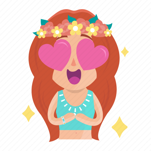 Avatar, emoji, emoticon, hippie, in, love, woman icon - Download on Iconfinder