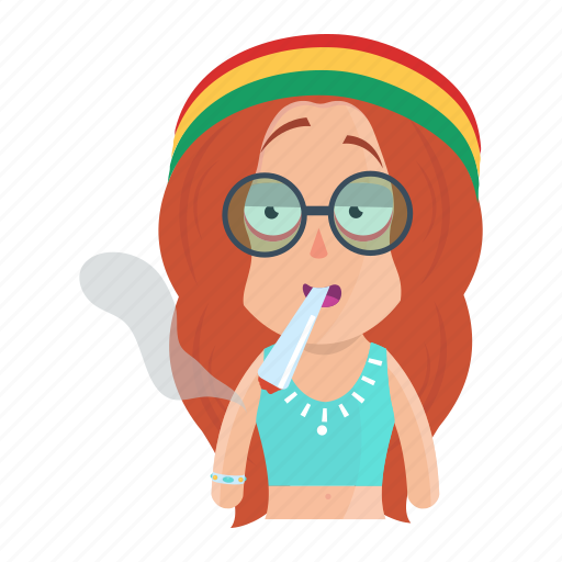 Avatar, emoji, emoticon, hippie, smoking, woman icon - Download on Iconfinder