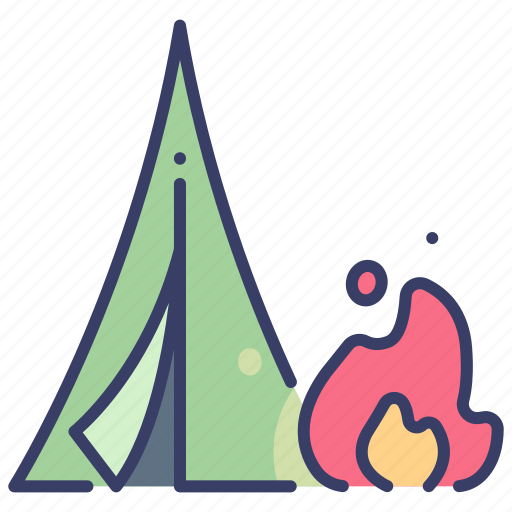 Adventure, camp, campfire, forest, hiking, tent, vacation icon - Download on Iconfinder