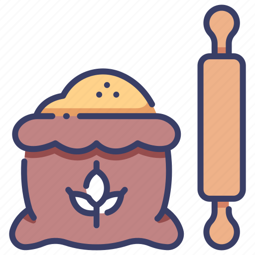 Baker, bakery, food, homemade, pin, rolling, wheat icon - Download on Iconfinder