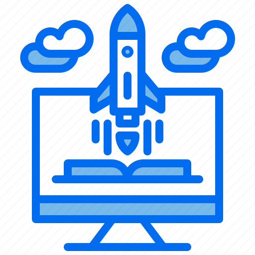 Book, course, learning, rocket, spaceship, training icon - Download on Iconfinder