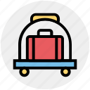 airport, bag, cart, luggage, luggage cart, travel bag, trolley