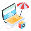 online vacation, beach umbrella, beach view, beach sunshade, beach holiday 