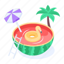 watermelon pool, swimming pool, fruit, party pool, watermelon fun