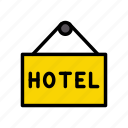 banner, board, hanging, hotel, tour