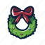 christmas, decor, decoration, holiday, occasion, ribbon, wreath 