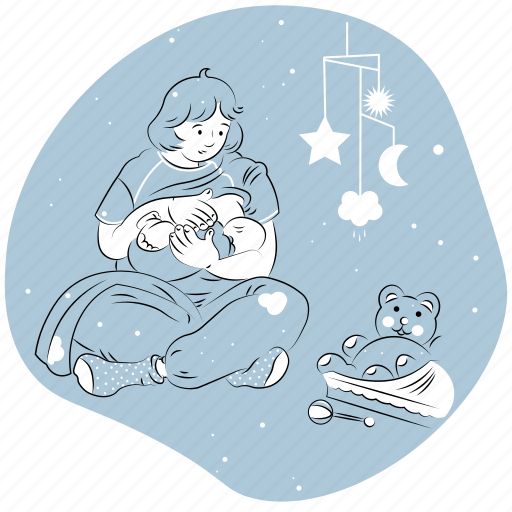 Breastfeeding, baby, mother, newborn baby illustration - Download on Iconfinder