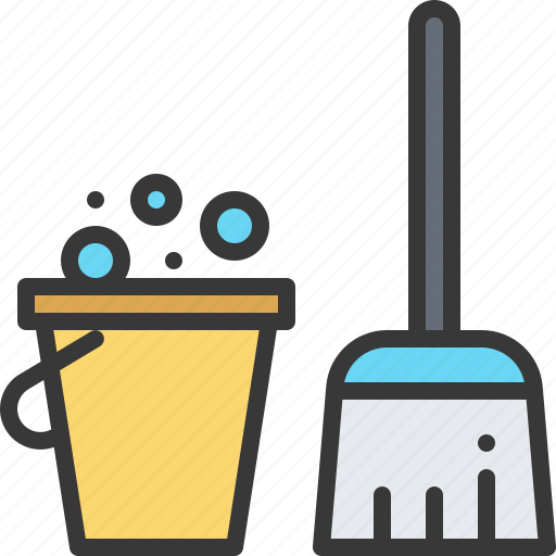 Housekeeping, broom, sweep, cleaning, bucket, water, hygiene icon - Download on Iconfinder