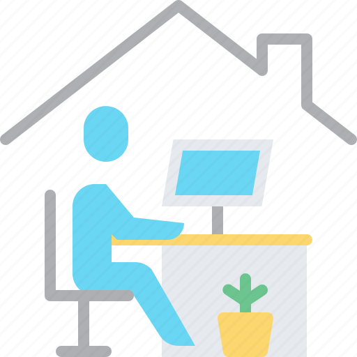 Teleworking, work, from, home, remote, working, house icon - Download on Iconfinder