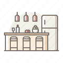 bar, kitchen, refrigerator