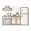 kitchen, oven, refrigerator, suction 