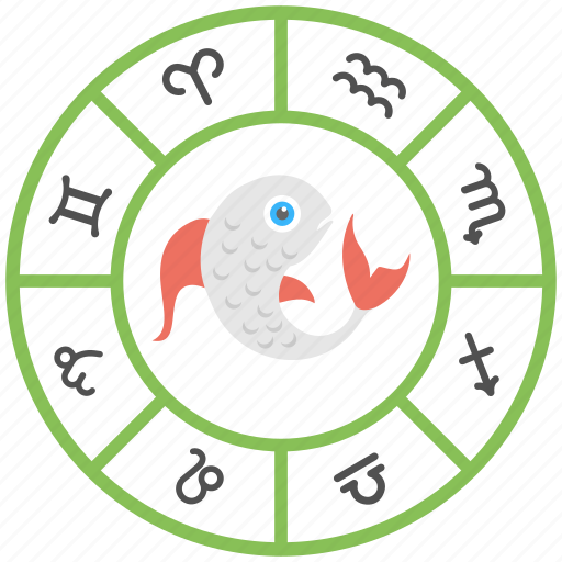 Astrological wheel, astrology, astrology clock, pisces, zodiac wheel icon - Download on Iconfinder