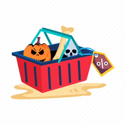 Halloween sale, halloween shopping, grocery basket, shopping discount, shopping basket icon - Download on Iconfinder