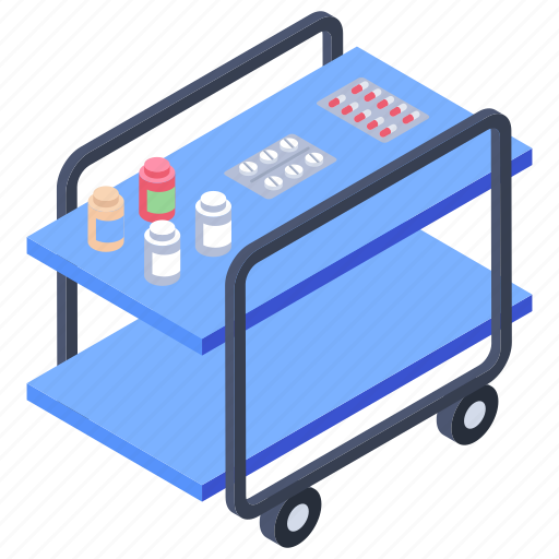Healthcare, medical trolley, medicine cart, nurse trolley, patient medicine icon - Download on Iconfinder