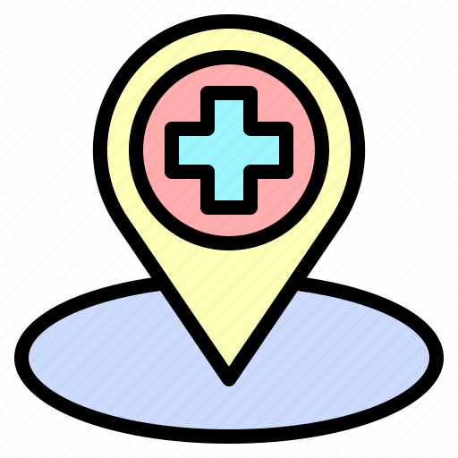 Maps, locator, point, map, location, and, hospital icon - Download on Iconfinder