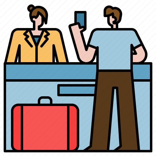 Check, in, reception, travel, hotel, receptionist icon - Download on Iconfinder