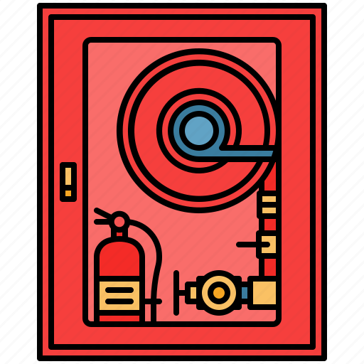 Fire, extinguisher, water, hose, cabinet, safety icon - Download on Iconfinder