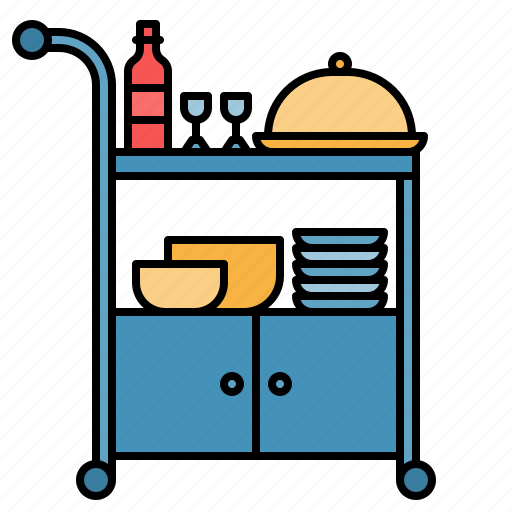 Food, cart, hotel, serving, trolley, room, service icon - Download on Iconfinder