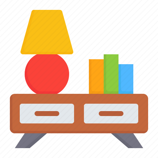 Table, lamp, decoration, bedroom, books, night stand, furniture and household icon - Download on Iconfinder