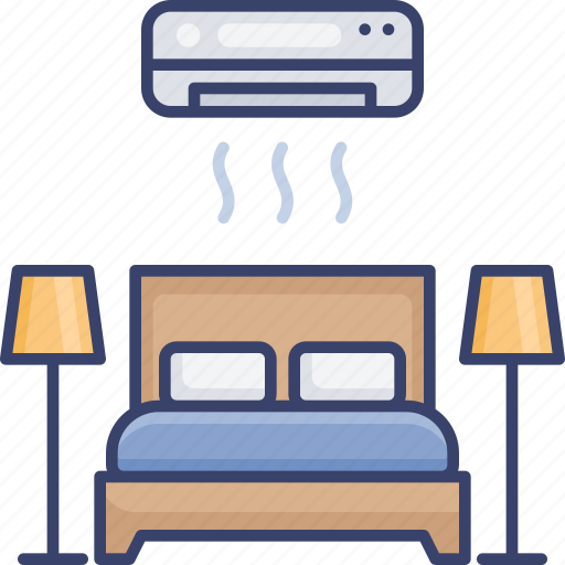 Accommodation, airconditioner, appliance, bed, bedroom, hotel, lights icon - Download on Iconfinder