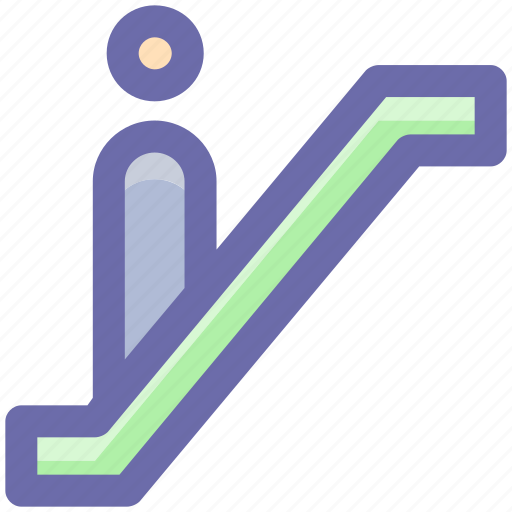 Down, escalator, level, lift, staircase, stairs icon - Download on Iconfinder