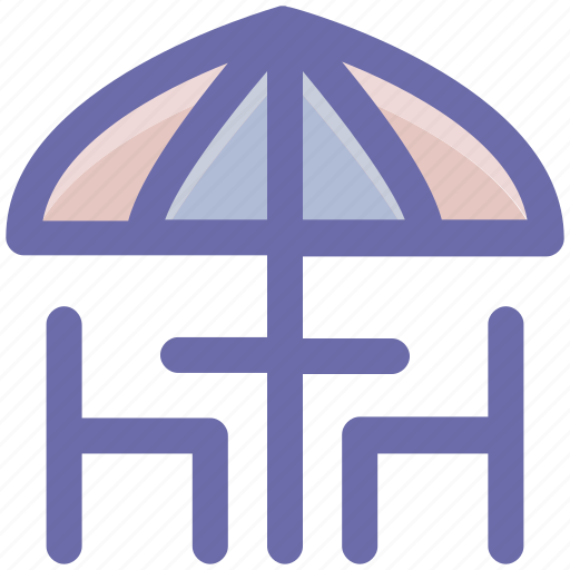 Beach chair, chairs, dining desk, dining table, table and chairs, umbrella and table and chairs icon - Download on Iconfinder