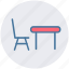 chair and table, desk and chair, eating chair and table, furniture, table 