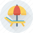 beach, beach umbrella, deck chair, sunbathe, tanning