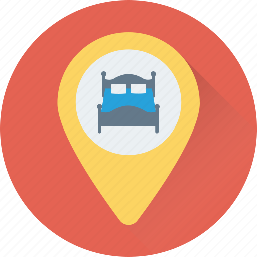 Hotel location, location, map, map pin, navigation icon - Download on Iconfinder