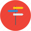 direction post, directional arrows, directions, guideposts, pointers, signposts