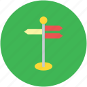 direction post, directional arrows, directions, guideposts, pointers, signposts