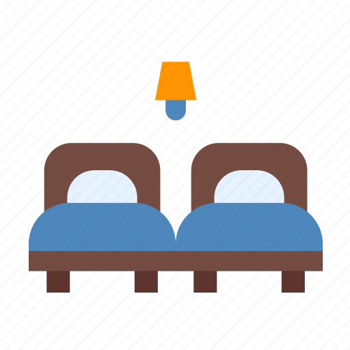 Bed, hotel, twin, two, accommodation, bedroom, furniture icon - Download on Iconfinder